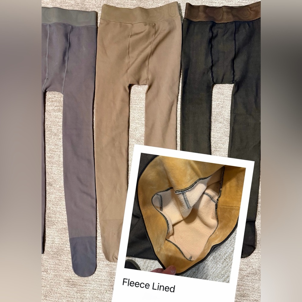 Women's Fleece Lined Leggings - Black, Tan, Gray